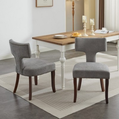 Mid-Century Modern Upholstered Dining Chairs Set of 2, Armless Chairs with Backrest and Metal Legs for Dining Room or Kitchen – The Pop Home