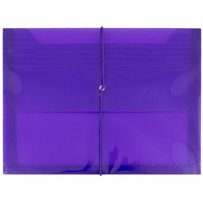 JAM Paper 9 3/4'' x 13'' Plastic Envelopes with 2 5/8" Expansion, Elastic Closure, Letter Booklet - Purple