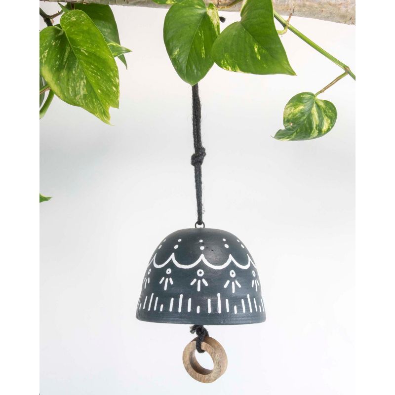 Navy and White Painted Terracotta Decorative Bell - Foreside Home & Garden, 2 of 7