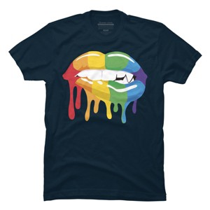 Adult Design By Humans Pride Vampire Melting Rainbow Lips By turtledojo T-Shirt - 1 of 2