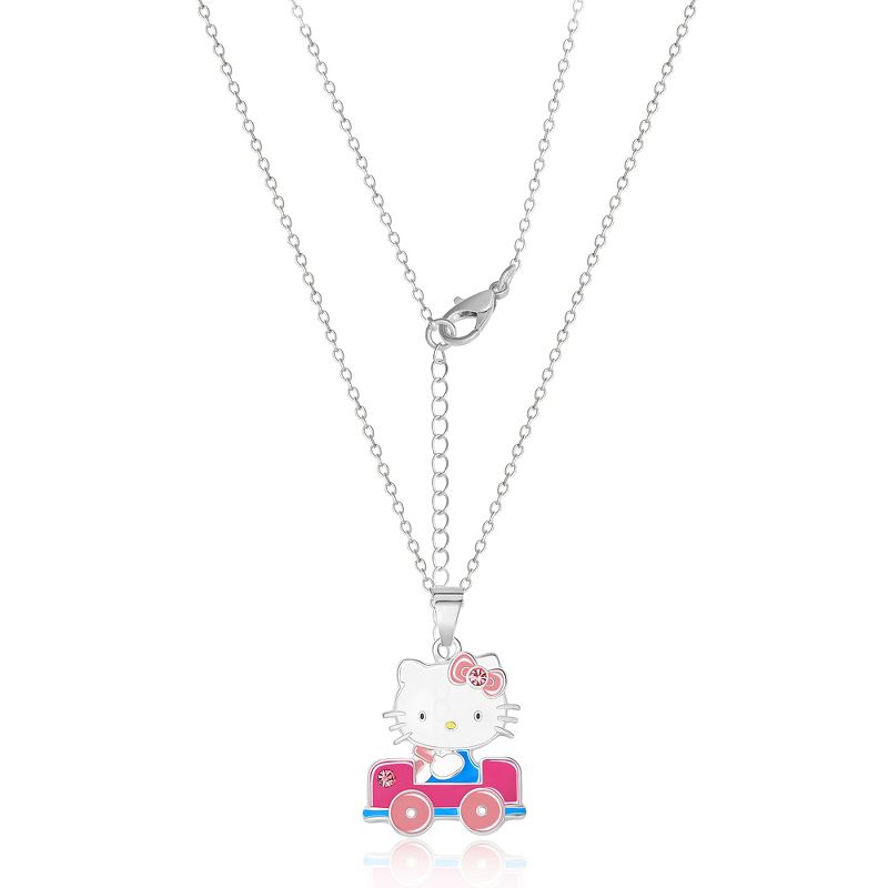 Sanrio Hello Kitty Brass Enamel and Pink Crystal Car 3D Pendant, 16+ 2'' Chain, 4 of 5