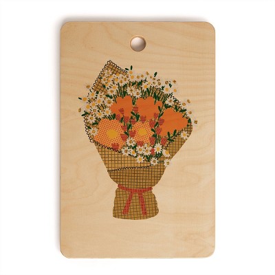 17" x 12" Wood Alisa Galitsyna Wildflower Bouquet Rectangular Cutting Board - society6