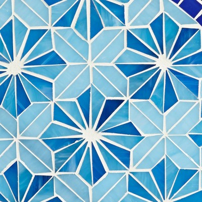 Coastal Black & Blue Stars Mosaic Outdoor Accent Tables Set of 2