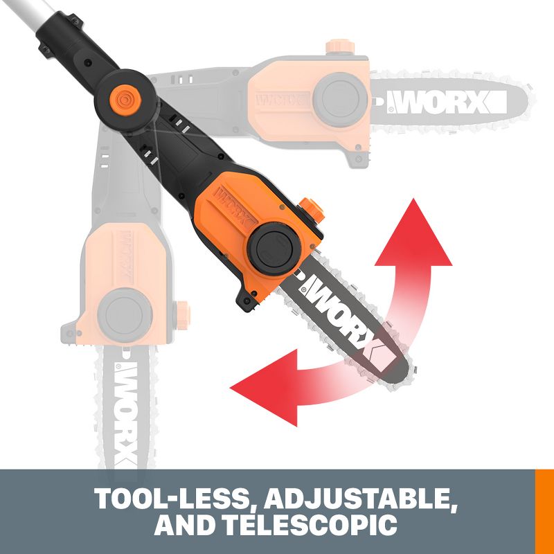 Worx WG349.9 20V Power Share 8" Pole Saw with Auto-Tension (Tool Only), 6 of 10