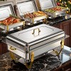 Warmounts 8QT Gold Rectangle Chafing Dish Buffet Set Food Warmer with Handle & Compartment Tray - 2 of 4