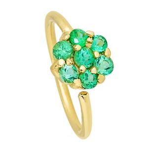 Jewelry Avalanche Ladies 20G 14K Gold Emerald Flower Nose Hoop Ring, 5/16"(8mm) - 1 of 4