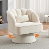 Modern Swivel Barrel Accent Chair, 360 Degree Velvet Upholstered Armchair with Striped Backrest & Plush Padding, Comfy Round Lounge Chair, 2 PCS - 2 of 4