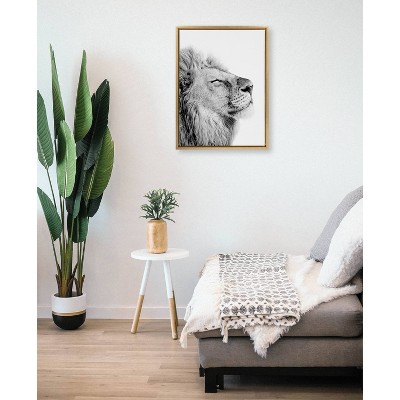 Gold Framed 18" x 24" Lion Canvas Print