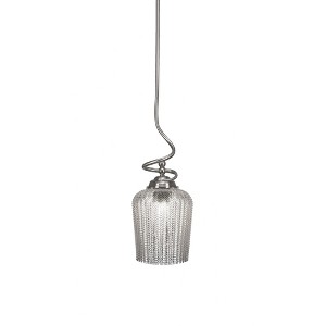 Toltec Lighting Capri 1 - Light Pendant in  Brushed Nickel with 9" Silver Textured Shade - 1 of 2