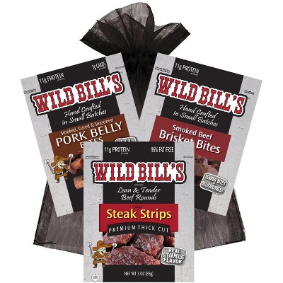 Wild Bill's 3-Piece Specialty Sampler (pork belly, steak strips and bacon jerky)