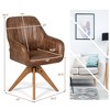 Costway Set of 2 Mid Century Swivel Accent Chair Hot-Stamping Cloth Retro Brown - 3 of 4