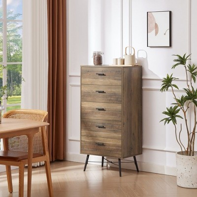 CAVINAS 4/5/6 Drawers Dresser for Bedroom,Modern Dresser with Black Handles and Legs for Kids Room,Living Room and Hallway,Brown