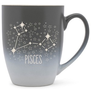 100 North Zodiac Design 10 Ounce Gray and White Two Toned Ombre, Comfortably Fits Your Hands, Ceramic Tea Coffee Cup Mug, Pisces - 1 of 1