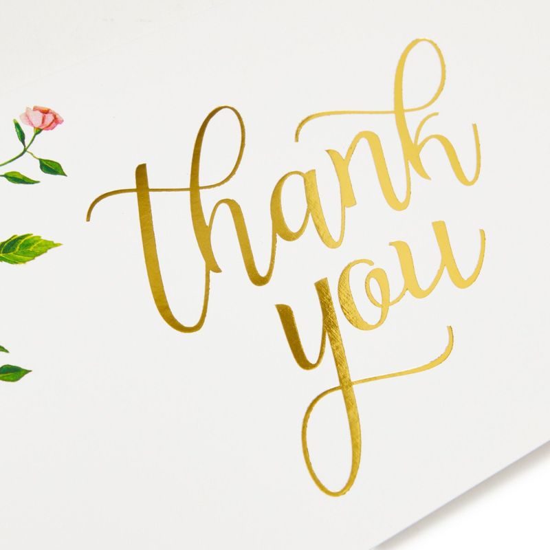 Paper Junkie 48 Count Floral Thank You Cards with Envelopes Set, Gold Foil Rose Thank You Notes for Wedding, Bridal & Baby Shower, 4x6 in, 3 of 9