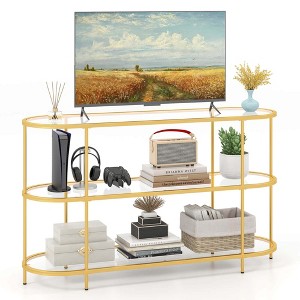 Costway 3-Tier TV Stand for TVs up to 65" with Tempered Glass Shelves TV Console Table - 1 of 4