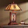 Robert Louis Tiffany Walnut Mission Rustic Table Lamp 27" Tall Wood with Nightlight Stained Art Glass Shade for Bedroom Living Room Bedside Nightstand - 3 of 4