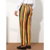 Lars Amadeus Men's Regular Fit Flat Front Color Block Rainbow Striped Trousers - 3 of 4