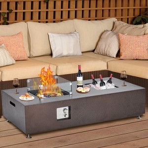COZONY 36/48/56" Propane Fire Pit Table, 50,000 BTU Dual-Use Outdoor Heater with Wind Guard & Cover - 1 of 4