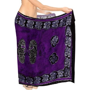 LA LEELA Women's Swimwear Sarong Wrap Cover up Wraps Vacation Beachwear Swimsuit Holiday Wear Bathing Suit Skirts One Size Purple, Abstract - 1 of 4