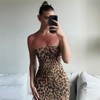 Clotth Women's Leopard Print Dress - Strapless Sweetheart Neckline, Side Slit Maxi Dress, Party Dress, Brown with Leopard Print - 4 of 4