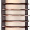 John Timberland Modern Outdoor Wall Light Fixture Rubbed Bronze Grid 16 3/4" Frosted Glass Cylinder for Exterior Porch Patio - 3 of 4