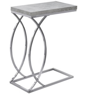 Vynxaria Contemporary Modern C-Shaped Accent Table ¨C Grey Laminate (Cement-Look), Thick Top, Chrome Metal Supports, Portable for Living Room/Bedroom - 1 of 4