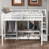 NicBex Full Size Loft Bed Wooden Bunk Bed Bed Frame with Wardrobe, Low Storage Table, Storage Stairs and Guardrail, No Box Spring Required - 2 of 4