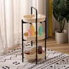 LunaLulinlk 3 Tiers Tray Tables Paper Rope Woven Side Table for Living Room Kitchen Oval Storage Basket Small Shelves - 3 of 4