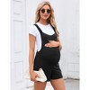 Coolmee Women's Maternity Sleeveless Rompers Cotton Linen Short Overalls Casual Summer Bib Shortalls with Pockets - 3 of 4