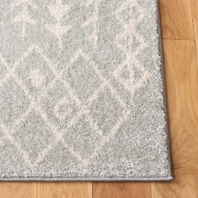 Light Grey and Ivory Synthetic Reversible Area Rug