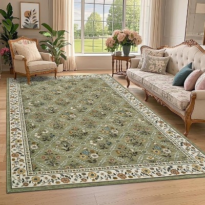 Modern Foldable Area Rug, Low Pile Non-Slip Washable Carpet for Living Room & Bedroom, Soft Indoor Floor Mat