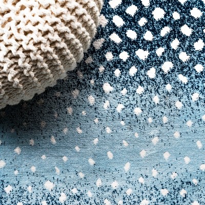 Ivory and Blue Abstract Antelope Washable Area Rug