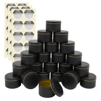 Hearts & Crafts Black Candle Tins 8 oz with Lids - 24-Pack of Bulk Candle  Jars for Making Candles, Arts & Crafts, Storage, Gifts, and More - Empty