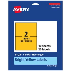 Avery Bright Yellow Paper Labels, 5.5" x 8.5" Rectangle - 1 of 4