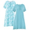 Collections Etc 2-Pack Pretty Paisley Print Short-Sleeve Henley Gown - 2 of 4