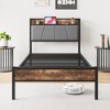 GDFStudio Lyra Modern Metal and Wooden Platform Bed Frame with Storage Headboard and Charging Station - 4 of 4