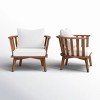 Gulches Outdoor Acacia Wood Patio Club Chair, Teak Finish with Water-Resistant White Cushions, 400LBS Capacity, Open Slat Design - 4 of 4