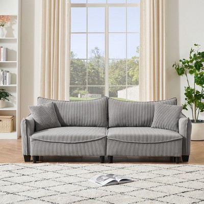 NicBex Couches for Living Room Pull Out Sofa Bed Corduroy Couch Foldable Convertible Sleeper Loveseat with 2 Throw Pillow