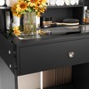 TOBILI Vanity Desk with Mirror and 3 Lighting Modes, Makeup Vanity with Glass Top and Storage Shelves, Dressing Table with 2 Drawers, Black - 3 of 4