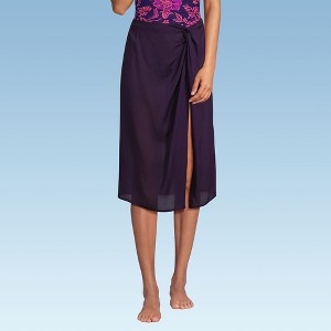 Lands' End Women's Sheer Modal Twist Front Knee Length Swim Cover-up Skirt - 1 of 4