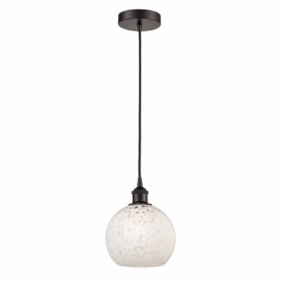 White Mouchette - 1 Light Cord Hung Mini Pendant In Modern Style-10 Inches Tall and 8 Inches Wide