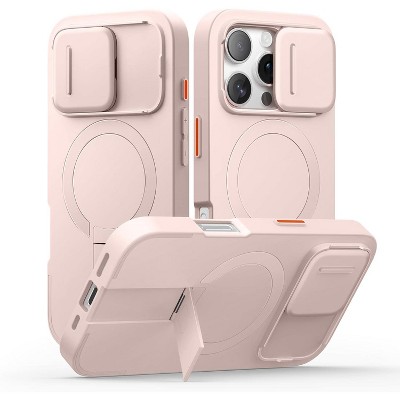 SURITCH for iPhone 16 Pro Case with Slide Camera Cover and Adjustable Kickstand, Compatible with MagSafe, Shockproof Bumper Case