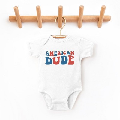 The Juniper Shop American Dude Baby Bodysuit - Newborn - White