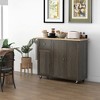 Aghana Digitals Farmhouse Rolling Kitchen Cart with Adjustable Shelves, Drawer, Triple Cabinets & - 2 of 4