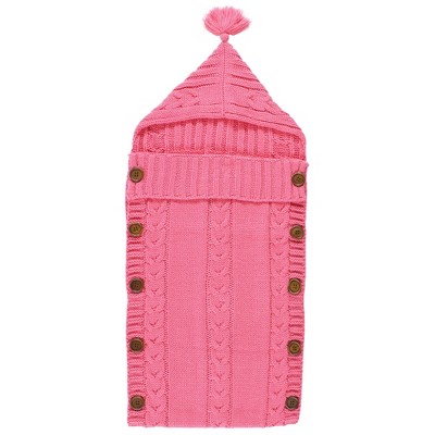 Hudson Baby Infant Girl Knitted Baby Lounge Stroller Wrap Sack, Azalea Pink, One Size