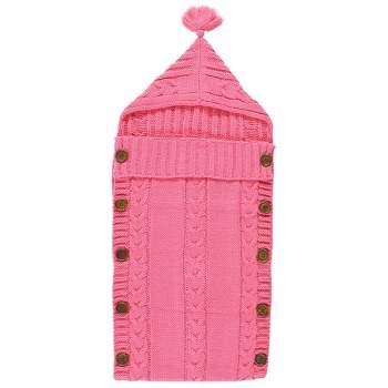 Hudson Baby Infant Girl Knitted Baby Lounge Stroller Wrap Sack, Azalea Pink, One Size