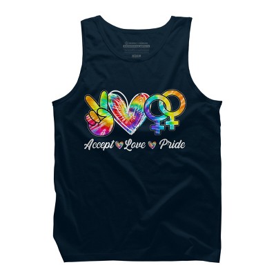 Adult Design By Humans Accept Love LGBTQIA+ Pride Tie Dye Rainbow By HARGOOTank Top