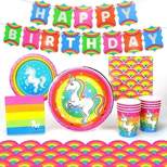 Prime Party Rainbow Unicorn Birthday Party Supplies Pack | 66 Pieces | Serves 8 Guests