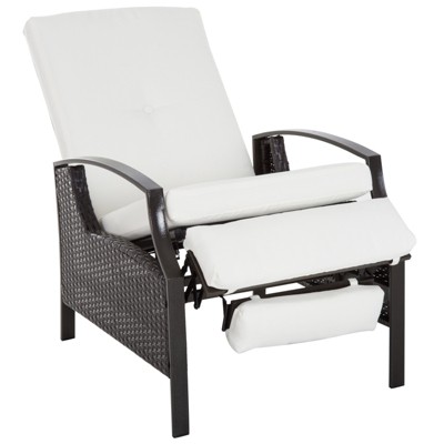 Outsunny Rattan Adjustable Recliner Chair with Hand-Woven All-Weather Wicker for Patio, Outdoor, Garden, Poolside
