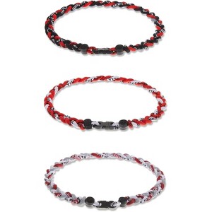 Baseball Necklaces Three Braided Rope Titanium Necklace for Team Gifts Boys Men Player Softball Fans Sports - 1 of 4
